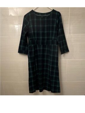 Tailor Vintage Black and Green Plaid Long Sleeve Dress